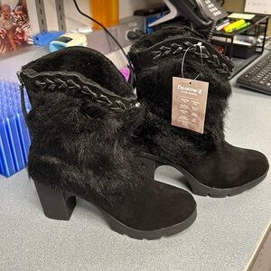 Bear Paw black furry boots
